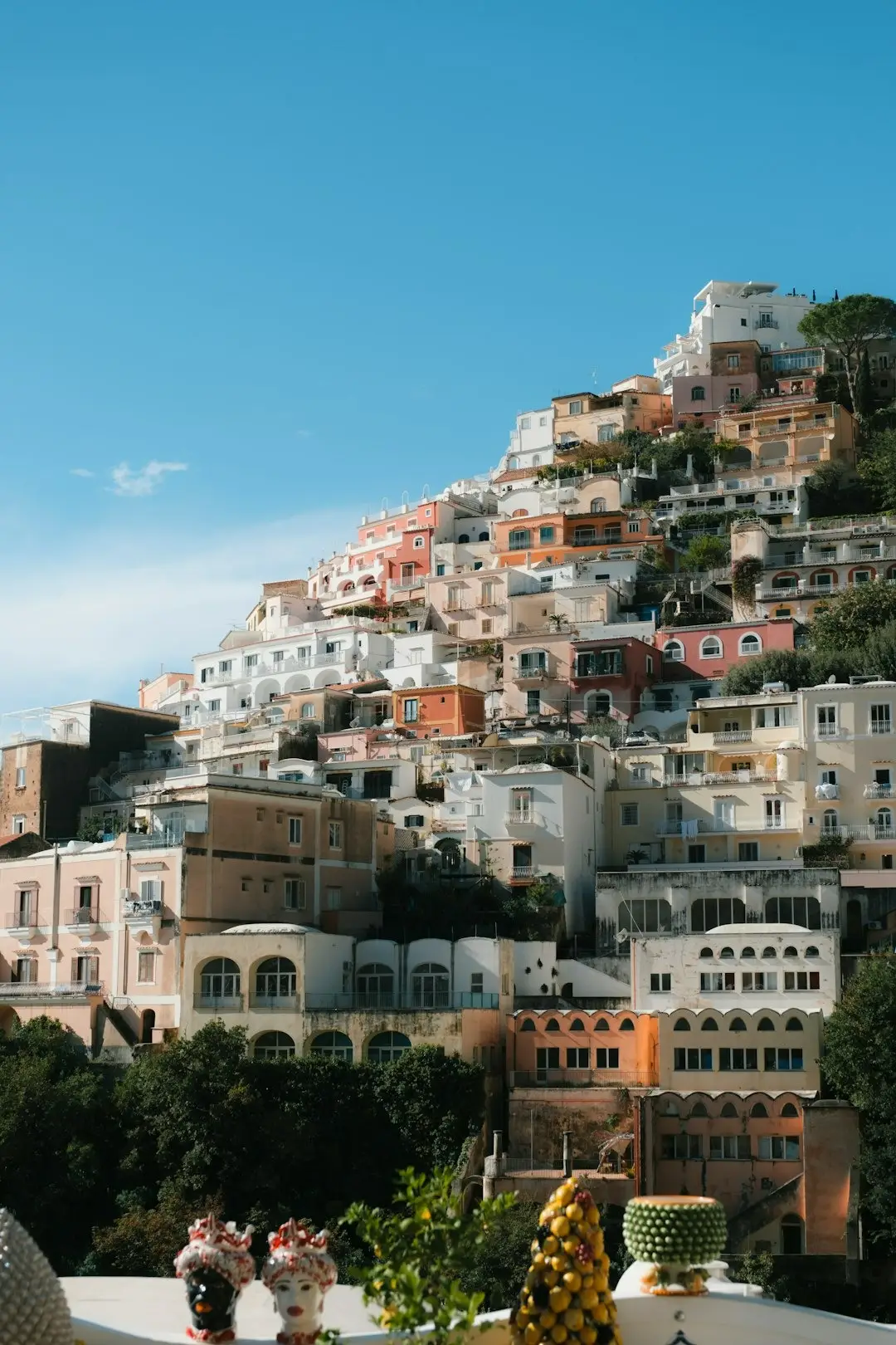 buildings in Amalfi, stretching up the steep hillside